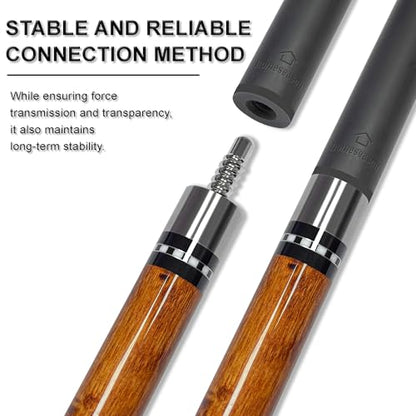 HomeSeason 58inch Carbon Fiber Pool Cue Stick with Screw-in Extension and Leather Case, 18oz Low Deflection Professional Cue Stick for Billiards, 13mm Tip - color: 20oz/Brown