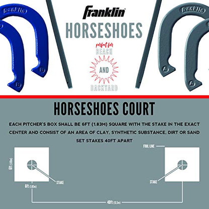 Franklin Sports Horseshoes Sets - Game Sets for Adults + Kids - Includes (4) Horseshoes and (2) Ground Stakes - style: Family