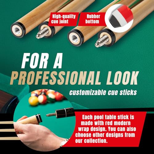 Prosniper Premium Pool Sticks Set of 4 | 58-Inch, 19-Oz Canadian Ashwood Pool Cue with Low-Deflection Shaft & 4 Extra Chalks | Pro-Grade Billiard Cue for Home & Bar Play - color: Red