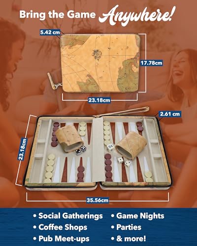 WE Games Magnetic Map Style Backgammon Board and Carrying Strap - Board Games for Adults, Travel Games, Travel Backgammon Sets for Adults