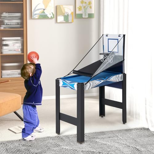 GLACER Multi Game Table, 6 in 1 Combo Pool Table w/Air Hockey, Billiards, Ping Pong, Basketball, Shuffleboard & Bowling, Foldable Design Game Table with Accessories for Home, Family Night