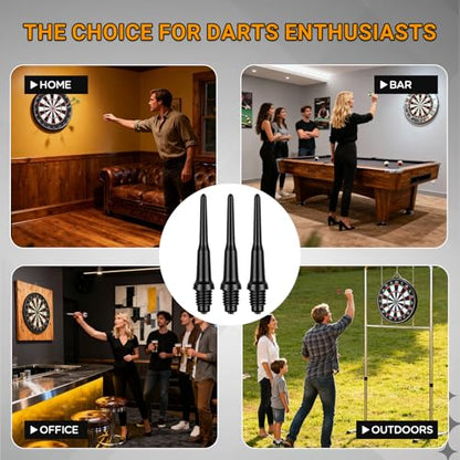 Soft Tip Dart Points (300 and 600 Pack) - 2BA Thread Plastic Dart Tips Replacement Dart Accessories Set - Black