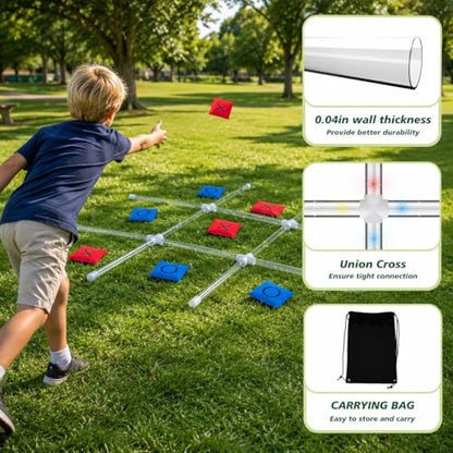 Outdoor Toss Games for Adult and Kids, Giant Tic Tac Toe Game with LED Light, Classical Board Yard Game Sandbag Game for Famlily, Party, Travel(4ft x 4ft)