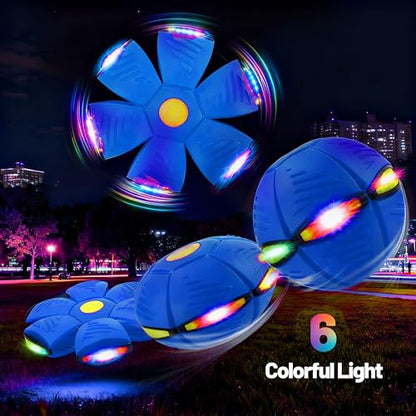 Magic Metaball, Magic Bouncing Ball, 2PCS Magic Flying Saucer Interactive Pop-Up Transform Toy, Family Interaction Blue and Green Bouncy Ball, Delay Frisbee Flying Disc Toy with 6 Light - color: Green & Blue