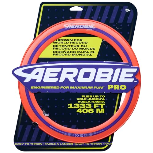 Aerobie Pro Ring Outdoor Flying Disc, Flying Ring for Kids Parties and Backyard Games, Teen Boys Gift Ideas, Kids Toys for Ages 5 & Up, Orange, 14