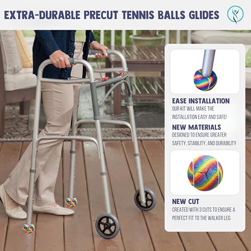 lab&tek Ultra-Thick & Extra-Durable Precut Tennis Balls Pack | Pro Glide Kit for Walkers, Chairs, Furniture Feet, Desks, and Table Legs | Enhances Mobility & Protects Floors - style: 10 Balls Kit