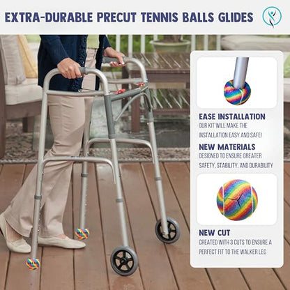 lab&tek Ultra-Thick & Extra-Durable Precut Tennis Balls Pack | Pro Glide Kit for Walkers, Chairs, Furniture Feet, Desks, and Table Legs | Enhances Mobility & Protects Floors - style: 10 Balls Kit