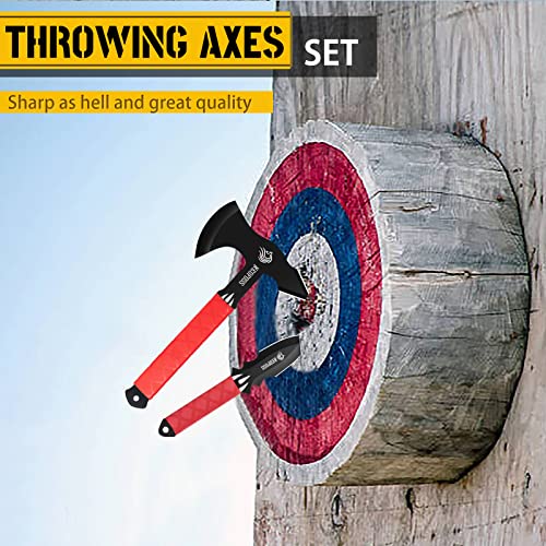 NEDFOSS Bear Throwing Knives Axes Set, 11.7" Throwing Axes and Tomahawks | Axe Throwing Axe w/ TPR Handle, Axe Throwing Game for Backyard Recreation, Easter Halloween Christmas Gift for Women Men - style: Throwing Combo