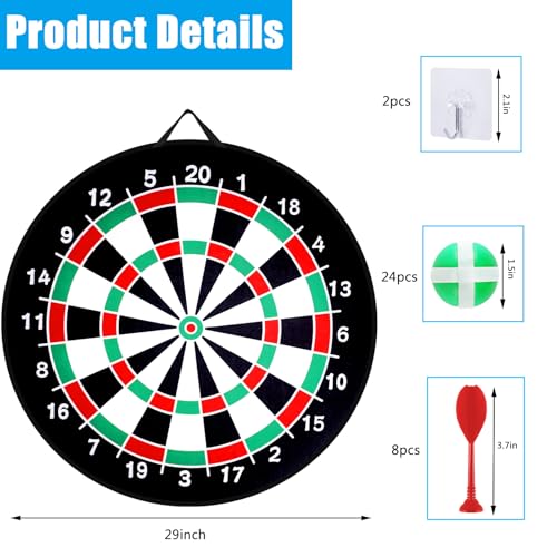 2 Pack 29" Kids Dart Board Game Set, Large Dart Board Toys with 24 Sticky Balls, Boys Toys, Indoor Outdoor Sport Fun Party Game Toys for Kids Boys Girls Ages 3-12