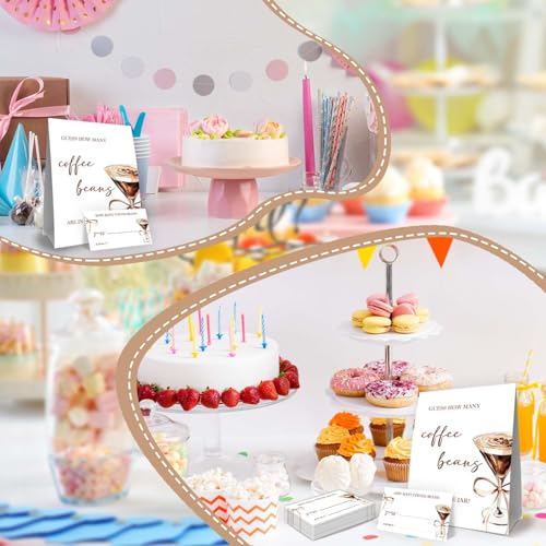 Coffee Party Decorations,Coffee Guess How Many Baby Shower Game,Guess How Many Coffees Beans Are In The Jar, Bridal Shower Games, Party Games & Activities 50 Cards And Sign - size: coffee