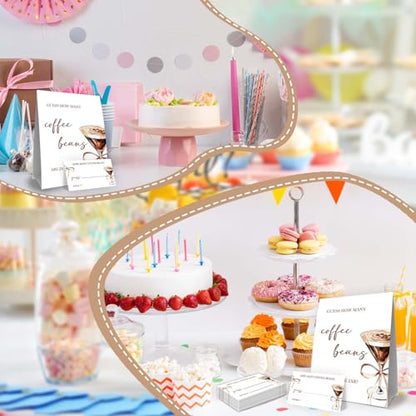 Coffee Party Decorations,Coffee Guess How Many Baby Shower Game,Guess How Many Coffees Beans Are In The Jar, Bridal Shower Games, Party Games & Activities 50 Cards And Sign - size: coffee