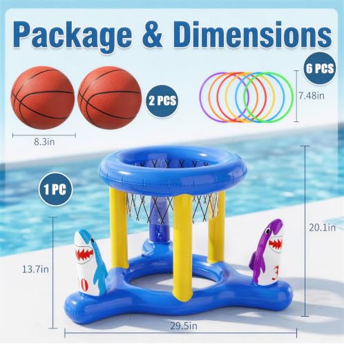 Uniqhia Pool Games Toys Set for Kids, Floating Pool Basketball Hoops & Pool Ring Toss Game, Swimming Pool Toys for Kids Ages 4-8 8-12, Teens, Adults and Family