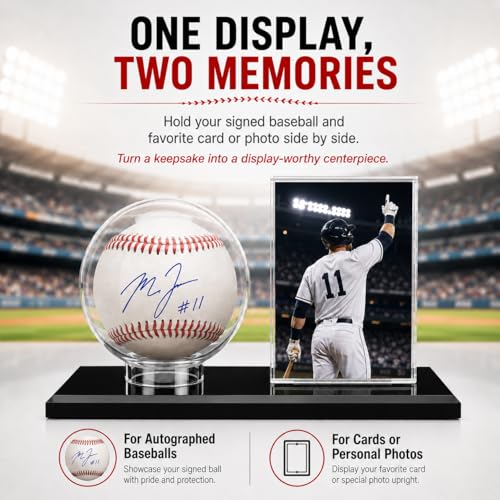 Baseball Display Case for Ball and Cards,1/2/3Pcs Clear Acrylic Tabletop Single Baseball Display Holder with Light UV Resistance, Black Base Display Stand for Sport Memorabilia (1Pack)