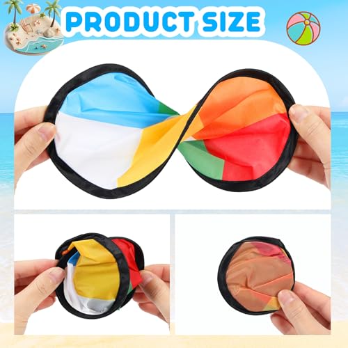 Seenelling 24 Pieces Foldable Flying Disc Fans Set Beach DIY Handheld Folding Fan for Party Creative Gift with Colorful Pocket Adult Summer Outdoor Activity Birthday Party Favors