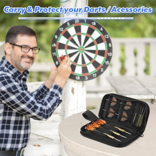 Dart Wallet Organizer - Compact Travel Storage Case Bag & Carrying Pouch for Steel & Soft Tip Dart, Holds 3 Assembled Darts, Tip, Shaft, Flight & Accessories, Fits for Game Tournament Player