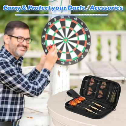 Dart Wallet Organizer - Compact Travel Storage Case Bag & Carrying Pouch for Steel & Soft Tip Dart, Holds 3 Assembled Darts, Tip, Shaft, Flight & Accessories, Fits for Game Tournament Player
