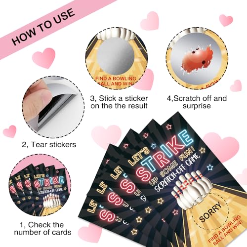 50 Pcs Let's Strike Up Some Fun Scratch Off Game Cards for Party | Bowling Themed Scratch Cards for Bowling Lovers, Birthday Party, Sports Lottery Group Games, Enterprises Activity Supplies - color: Dark
