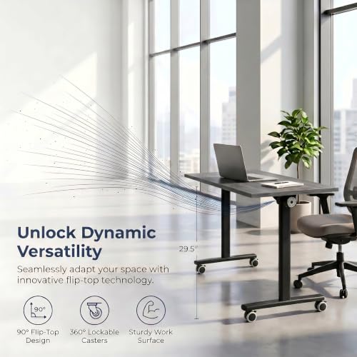 Folding Conference Table with Wheels, Mobile Flip-Top Training Table, Modular Space-Saving Meeting Table for Office, Classroom, Seminar, Library (10, Gray, 55IN) - color: Grey, size: 55IN