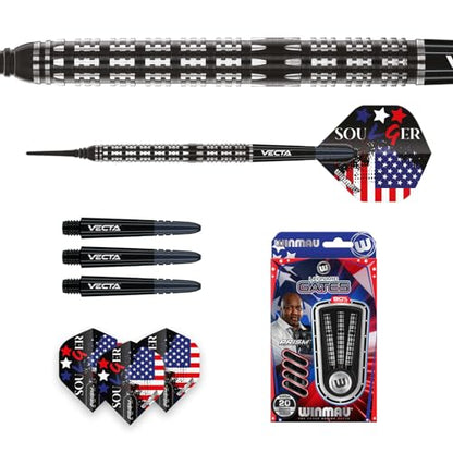 Winmau Leonard Gates The Soulger Steel Tip Darts Set - 90% Tungsten Professional Darts - C-Axis Grip Control with Prism Flights & Vecta Shafts - Available in Multiple Weights