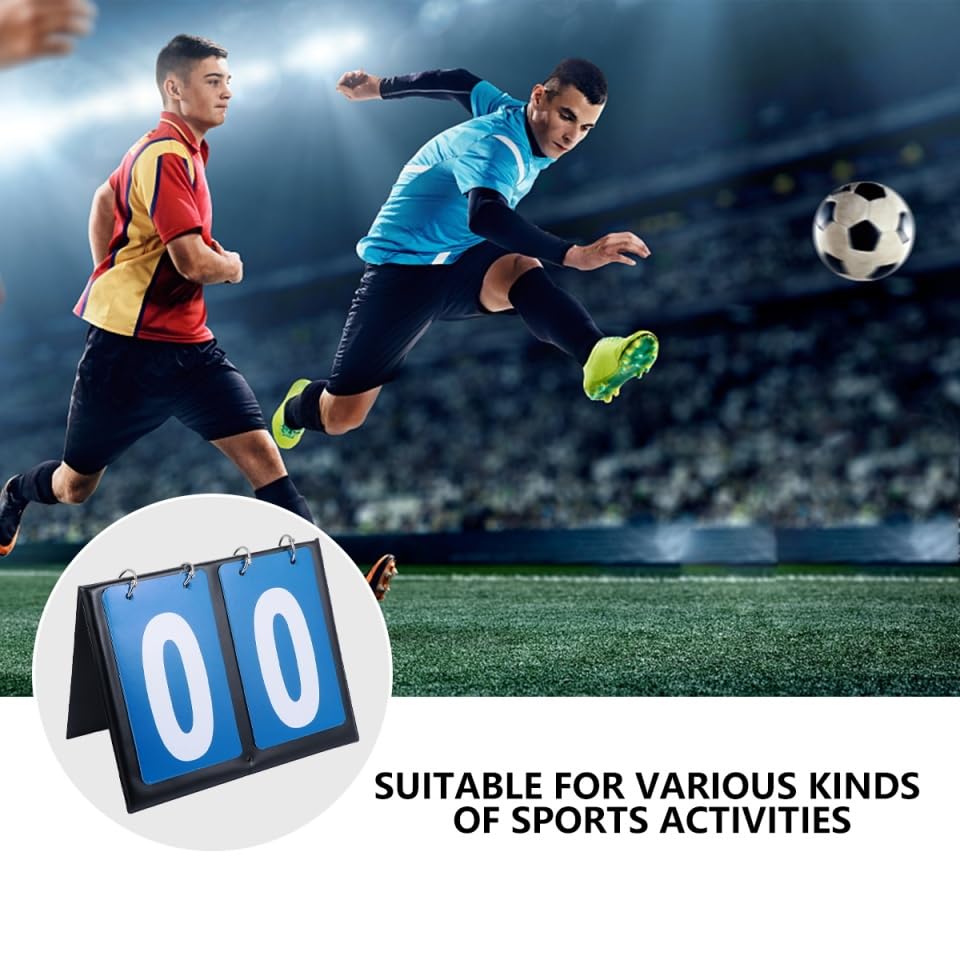 BESPORTBLE Portable Basketball Scoreboard Flipper, Double-Sided Score Keeper for Sports Competitions, Blue PVC, 7.95 X 6.69 X 0.59 Inches