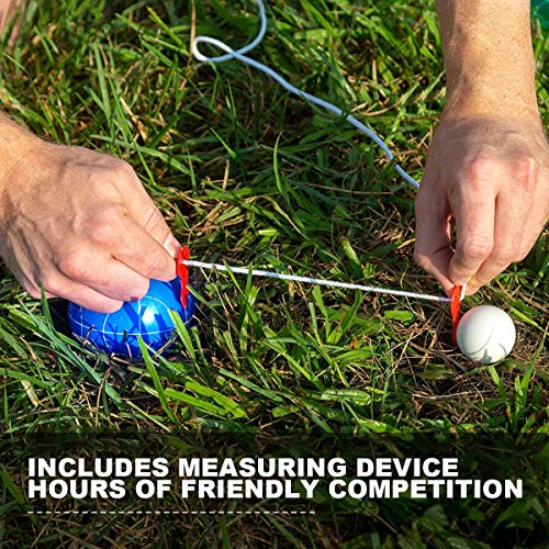 Bocce Ball Set Regulation Size and Weight for Professional Tournament, Backyard, Beach, Lawn Game with 8 Resin Bocci Balls, Pallino, Measuring Rope, Carrying Bag - style: 90mm Classic Multi-Color