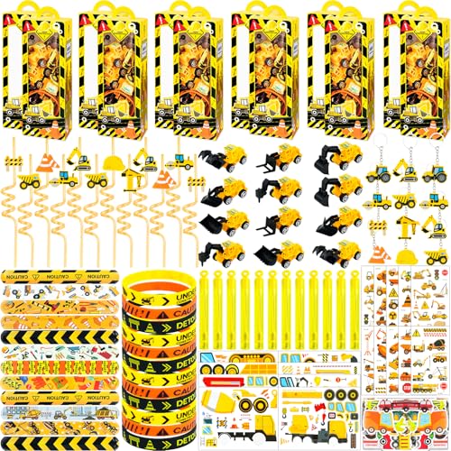 Construction Party Favors - for 12Guests, Construction Birthday Party Decorations Supplies, Construction Theme Toys for Goodie Bag Stuffer, Pinata Filler Gifts - style: Construction Party Favors
