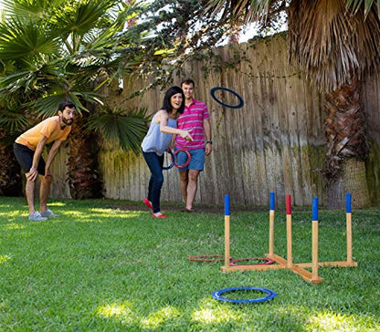 Yard Games Giant Ring Toss with Soft-Touch Tossing Rings and Finished Wood Target