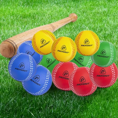 PACKGOUT Soft Foam Baseballs for Kids & Teenagers - Practice & Replacement Balls - color: Colorful 12 Pcs