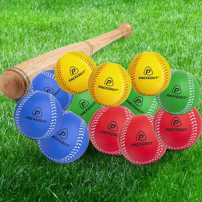 PACKGOUT Soft Foam Baseballs for Kids & Teenagers - Practice & Replacement Balls - color: Colorful 12 Pcs