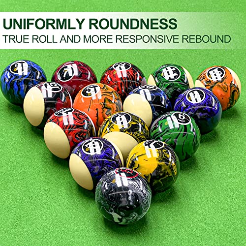 Billiard Balls Set Pool Table Balls Marble-Swirl & Classic Style 16 Ball Set - style: Premium Dark Marble