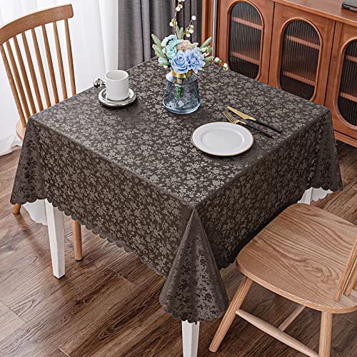 Smiry Square Table Cloth, Waterproof Heavy Duty Vinyl Tablecloths, Wipeable Washable Table Cover for Kitchen and Dining Room (Coffee, 54" X 54") - color: Coffee, size: 54 in x 54 in