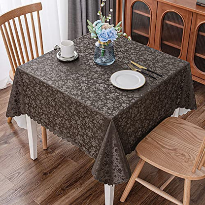 Smiry Square Table Cloth, Waterproof Heavy Duty Vinyl Tablecloths, Wipeable Washable Table Cover for Kitchen and Dining Room (Coffee, 54" X 54") - color: Coffee, size: 54 in x 54 in