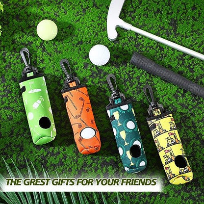 4 Pieces Golf Tee Holder Golf Ball Carry Bag Pouch Ball Holder Keychain Belt Clip Gifts Accessories - color: Orange, Yellow, Green