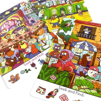 OOLY Seek and Find Activity Cards for Kids - 24 Seek and Find Picture Cards with Fun Themes, Tic Tac Toe on Every Card - Portable Game Set, Ages 4 and Up - style: Seek and Find