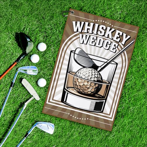 DYJYBMY Whiskey Wedge Brown Printed Golf Towel with Clip, Retro Golf Towel for Men, Anniversary Golfing Gifts for Husband, Retirement Thank You Gifts for Golfing Lover Family Dad Grandfather Uncle - color: Brown01