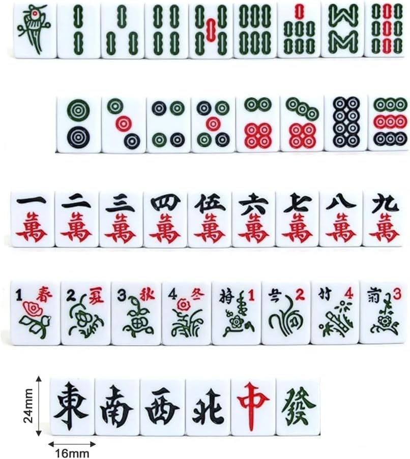 Portable Mini Mahjong Set 1"x0.6" Fall-Resistant Logical Thinking Exercise Puzzle Board Game Chess and Cards Gift for Friends Family Dragon Year Box