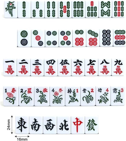 Portable Mini Mahjong Set 1"x0.6" Fall-Resistant Logical Thinking Exercise Puzzle Board Game Chess and Cards Gift for Friends Family Dragon Year Box