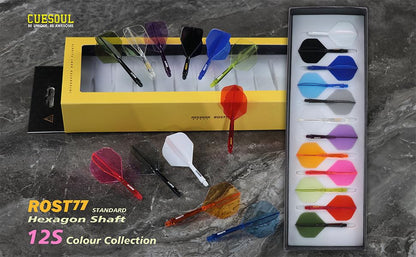 CUESOUL ROST 77 Integrated Dart Shaft and Flight Big Wing/Standard Shape Colour Collection Pack of 12 pcs - color: Standard Shape, size: Medium