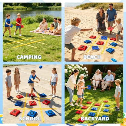 Yard Games for Kids & Adults - Giant 4ft x 4ft Tic Tac Toe Outdoor Game with Bean Bag Toss & Tabletop Scoreboard for Backyard, Carnival, Family Reunion, Birthday Party & Field Day