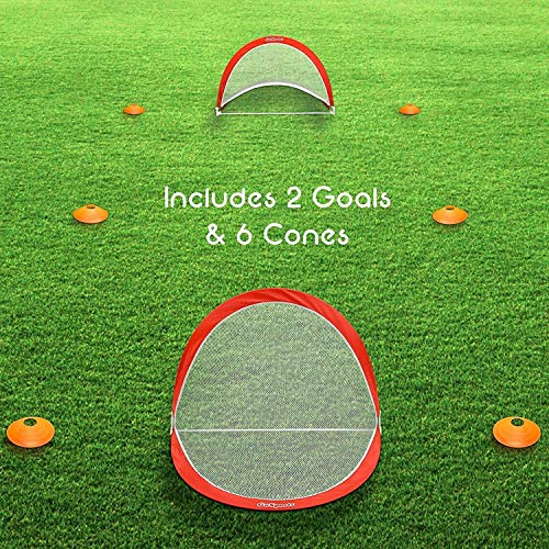 GoSports Portable Pop-Up Soccer Goals for Backyard - Kids & Adults - Set of Two Nets with Agility Training Cones and Carrying Case - size: 2.5 ft Round