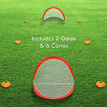 GoSports Portable Pop-Up Soccer Goals for Backyard - Kids & Adults - Set of Two Nets with Agility Training Cones and Carrying Case - size: 6 ft Round