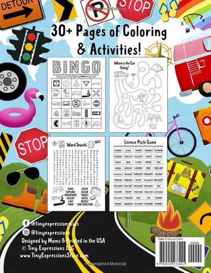 USA Road Trip Coloring & Activity Book for Kids: 30+ Pages of Coloring Activities and Games