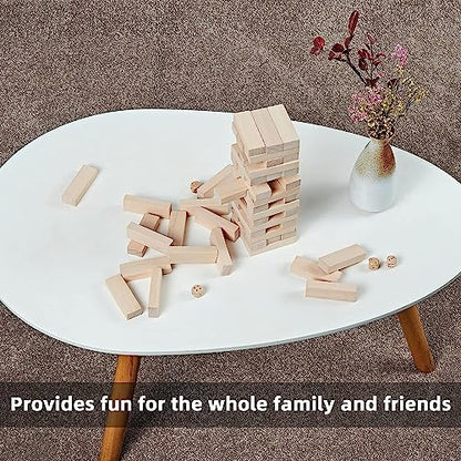 SpeedArmis Mini Tumble Tower, 54PCS Wooden Stacking Game for Teens - Pine Stack Timber Board Games with 4 Dice Set - Classic ‌Xmas Gifts for Teens - size: Stack To Over 1.5FT