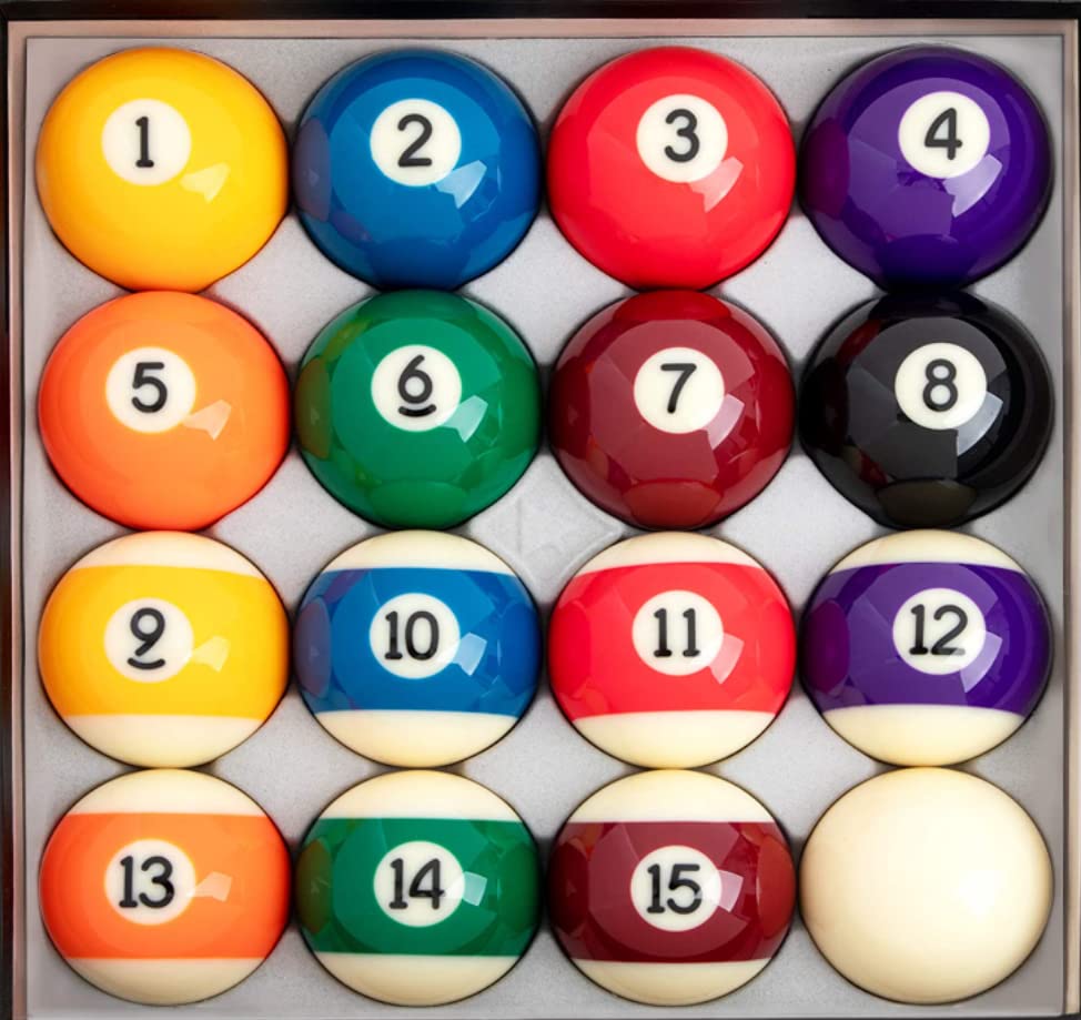 Premium Regulation Size Belgian Billiard Pool Ball Set - 16 Pro Tournament Quality Billiard Balls - Custom Pool Ball Set for All Player Levels - Cue Ball with Unique Logo Design