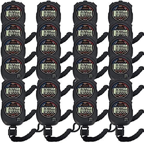 Multi-Function Electronic Digital Sport Stopwatch Timer, Large Display with Date Time and Alarm Function,Suitable for Sports Coaches Fitness Coaches and Referees (24pack) - style: 24pack