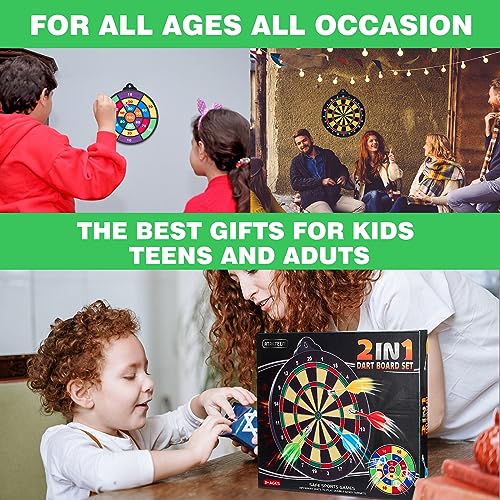 moopok Magnetic Dart Board for Kids-12Magnetic Dart/Sticky Balls Or 2 Toy Gun+40 Foam Dart.Indoor/Outdoor Kids Games and Party Games,Christmas Birthday Gifts Toys for 3-12 Year Old Boys - style: 17IN-2in1 Board+12 Magnetic Dart+12 Sticky Ball