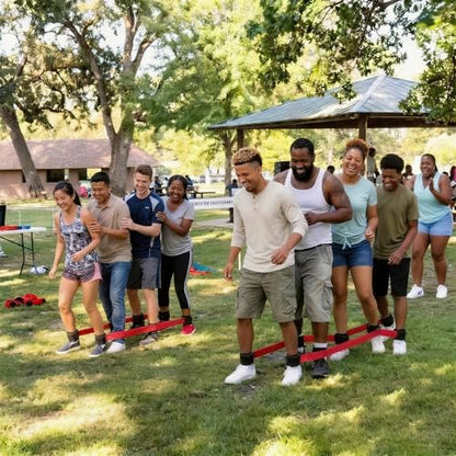 Three Legged Race Bands, 2 Sets, Team Building, 3 Legged Race Bands, Outdoor Party Group Game for Teenagers Adults, Cooperative Team Race for Birthday, Relay Race, Field Day, Backyard Activity Game - size: For 12 people（Red&Blue）