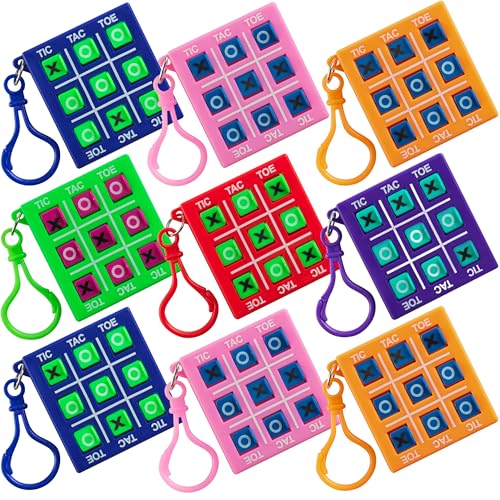 12 Mini Tic Tac Toe Games - Party Favors for Kids 3-5 and Up - 2-Inch Travel Size - Tic-Tac-Toe Keychain Game for Boys & Girls - Goody Bag Stuffers, Classroom Prizes, Valentine's Day, Birthday Gifts - style: 12-Pcs