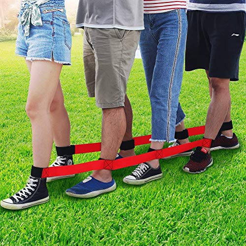 Durable 4 Legged Race Bands Outdoor Game for Kids Adults Relay Race Carnival Field Day Backyard Birthday Team Party Games - color: Red