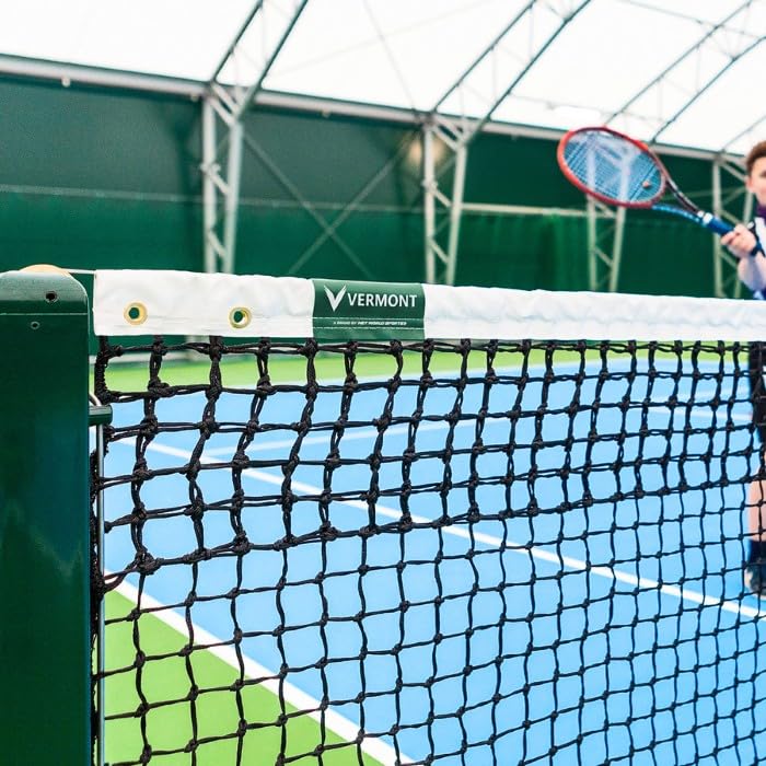 VERMONT Tennis Net – Championship Quality, Heavy-Duty HDPE | 42ft Doubles or 33ft Singles | 4 Thickness Options (2mm–3.5mm) - size: 3.5mm DT Doubles [Standard], style: Double Loop